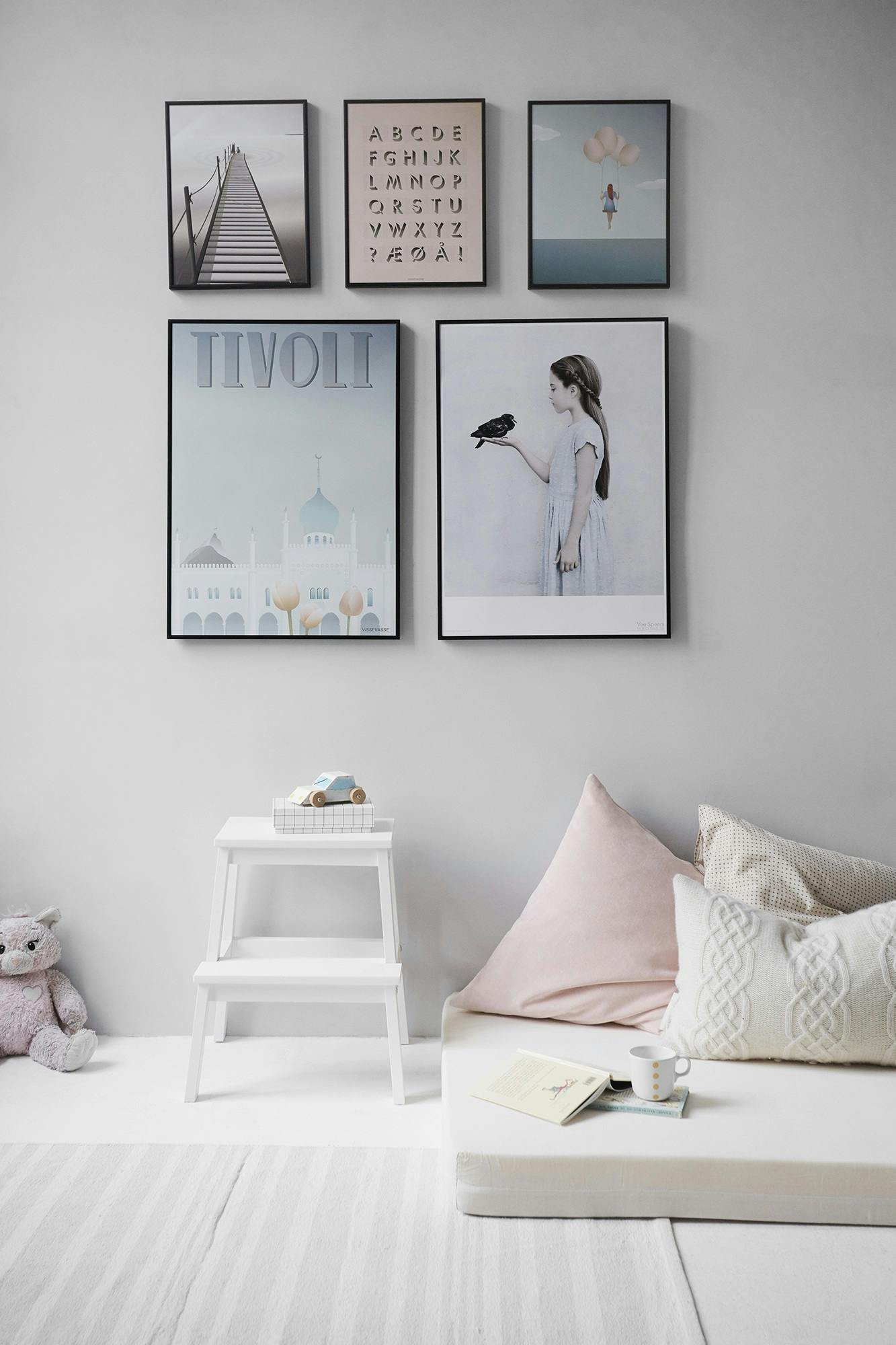 Styled wall art and framed decor